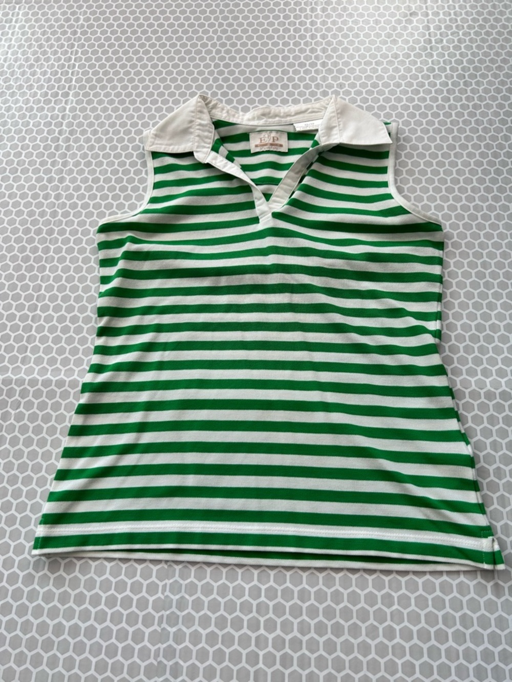 EP Pro Green and White Striped Golf Polo Tour Dry Summer Size XS